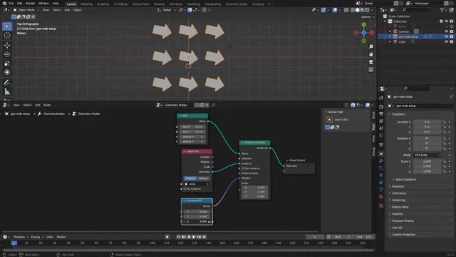 Blender - Geometry Nodes - random rotation of instances with animation смотреть онлайн