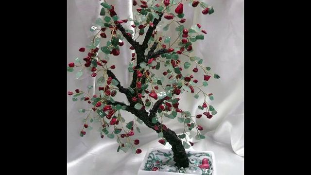 Деревья из натуральных камней и бисера. Ручная работа. смотреть онлайн