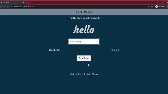 TYPERACER | Game | JavaScript | HTML | CSS смотреть онлайн