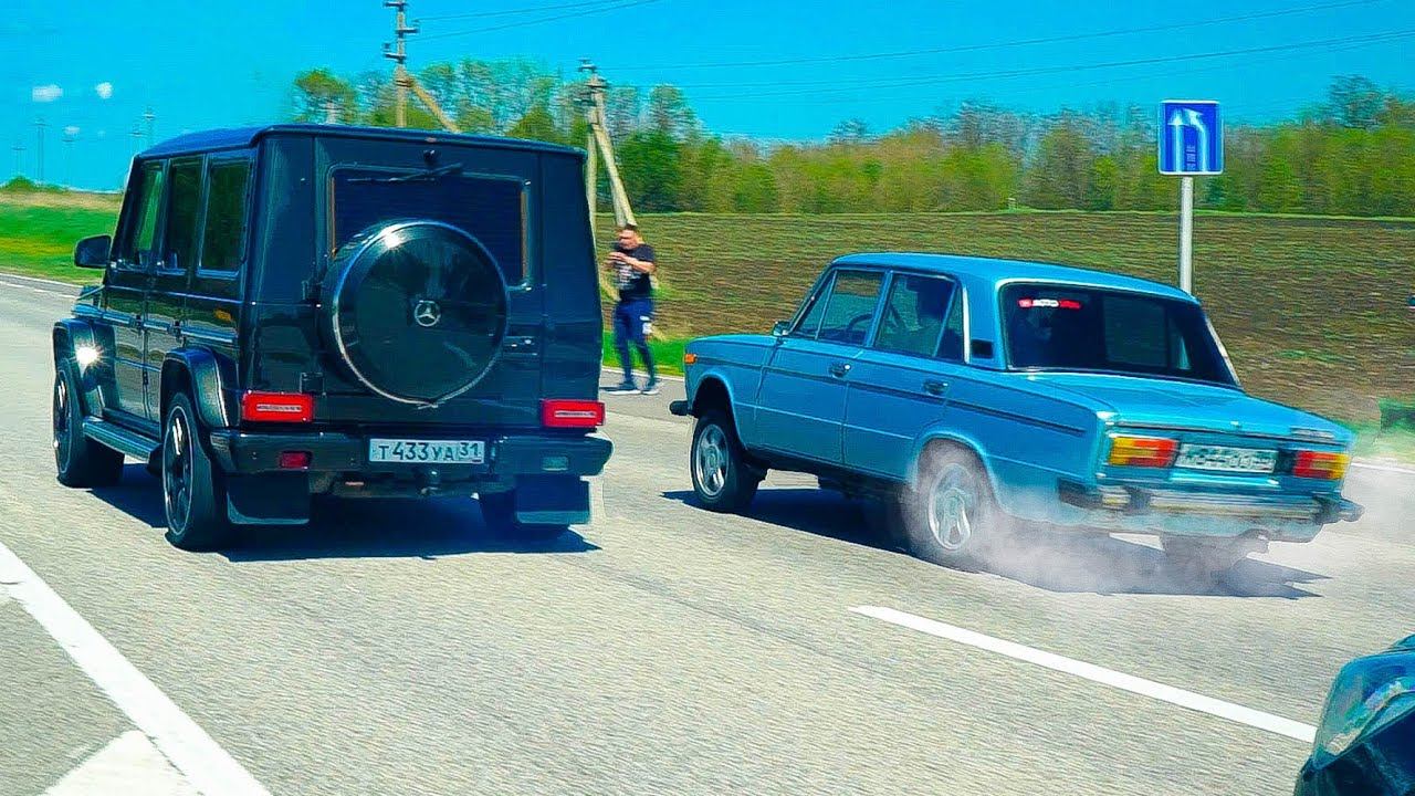 Сельские ЖИГУЛИ 300 л.с. ПУГАЮТ КАМРИ 3.5 и MERCEDES G55 AMG смотреть онлайн