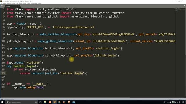 Connect to Twitter and Github With OAuth in Flask Using Flask-Dance (Part 1) смотреть онлайн