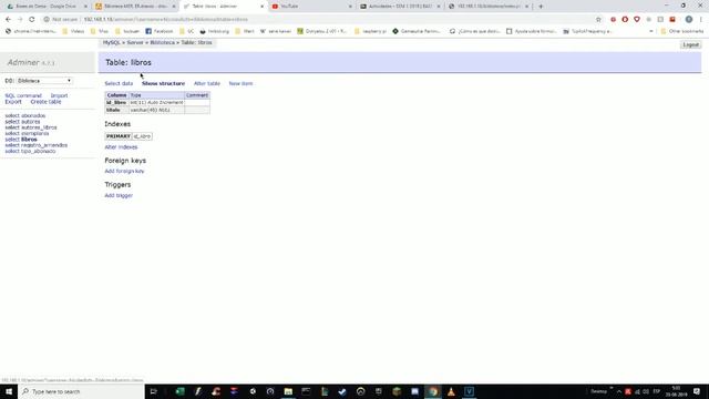 Biblioteca adminer trabajo base de datos смотреть онлайн