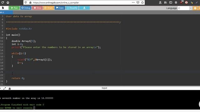 23 - Reading User Values and storing to Array [Programming in C EST 102] смотреть онлайн