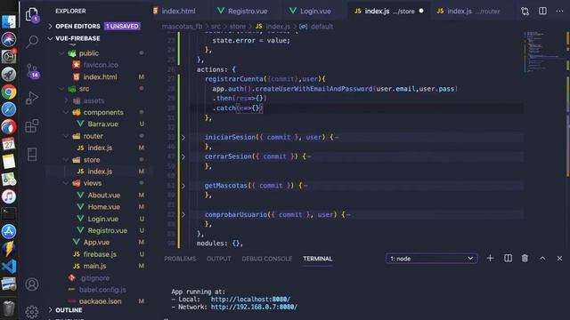 VUE 16 FIREBASE REGISTRO EN AUTH Y DATABASE смотреть онлайн