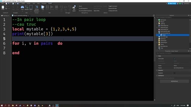 Roblox Studio #12 | Cấu Trúc IN PAIRS LOOP (For i,v in pairs ... do ...) смотреть онлайн