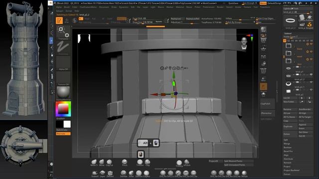Урок 4. Продолжение Блокинга стилизованной 3D башни с пушкой | Lesson 4. Cont Blocking Tower Defens смотреть онлайн