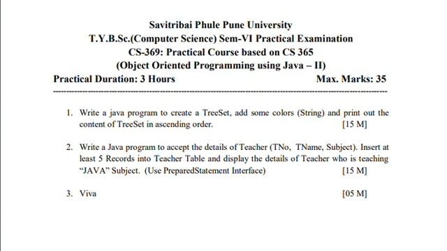 SPPU UNIVERSITY | TYBSC CS | OOP using Java - 2 | Semester 6 | 30 PRACTICAL SLIPS | Only Questions смотреть онлайн