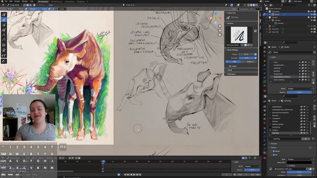 Learning how to finalize a grease pencil painting | Blender Tutorial смотреть онлайн