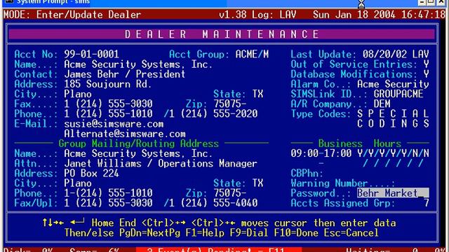 SIMSII Data Entry (Dealer Maintenance) смотреть онлайн