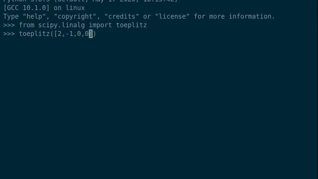 Create a tridiagonal matrix with SciPy in Python смотреть онлайн