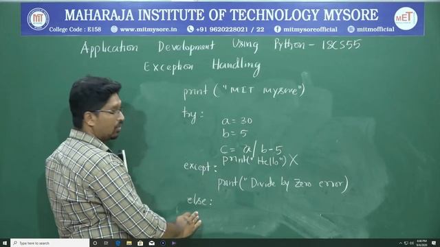 Exception Handling in Python | Vth Sem | CSE | 18CS55 PYTHON | Module 1 |Session 06 смотреть онлайн