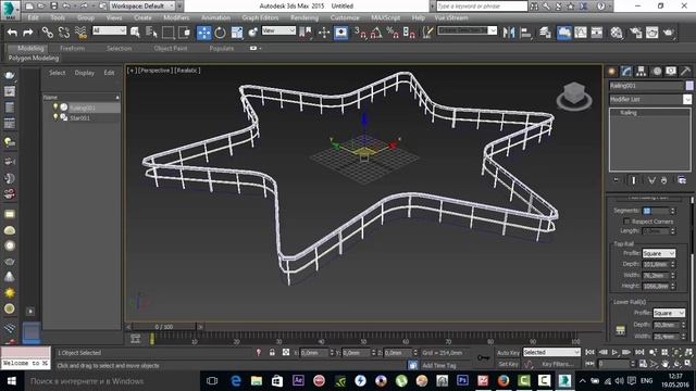 3Ds Max. Как быстро создать перила и ограждения любого изгиба. Объект Railing. смотреть онлайн