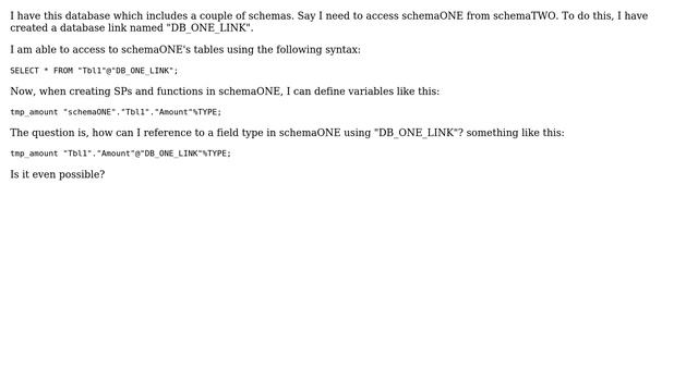 Oracle - how to reference to a field%TYPE using database links? смотреть онлайн