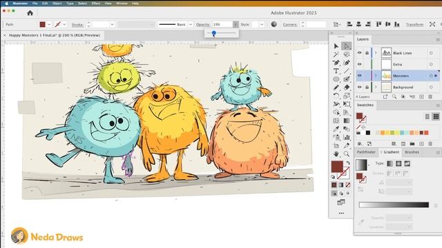 Vector Illustration Tutorial- Adobe Illustrator Coloring Process смотреть онлайн