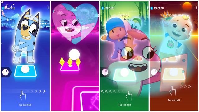 Bluey Bingo 🆚 Baby Shark 🆚 Pocoyo 🆚 Cocomelon   Tiles Hop EDM Rush🎶   Who Is Best🎯