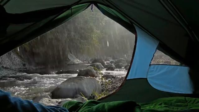 Сон в палатке под звуки дождя у реки  10 часов нежного дождя в палатке без грома. Музыка для сна