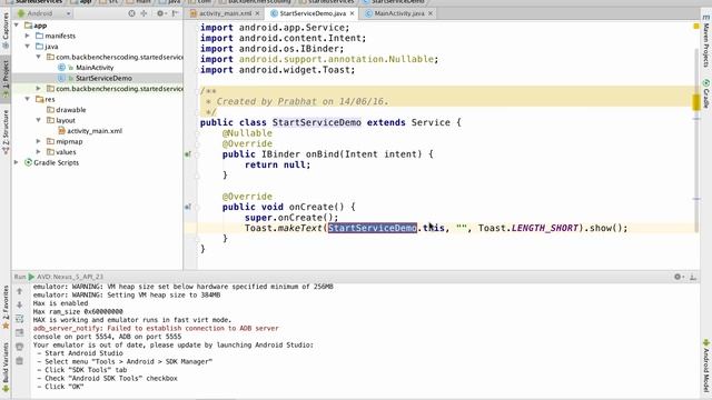 Android Started Service Tutorial смотреть онлайн