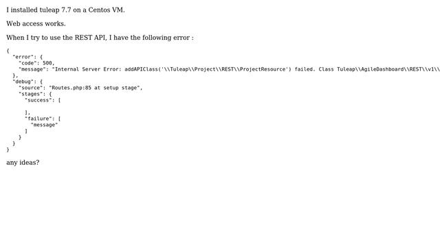 Tuleap error 500 REST API смотреть онлайн