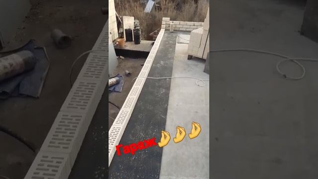 стооительство гаража, кладка блоков и кирпича