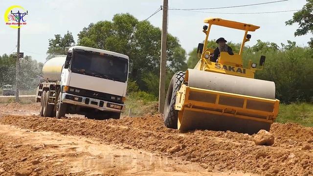 The Best Working Trimming & Spreading Red Soil By SANY C8S Grader & Road Roller Installing New Roa смотреть онлайн