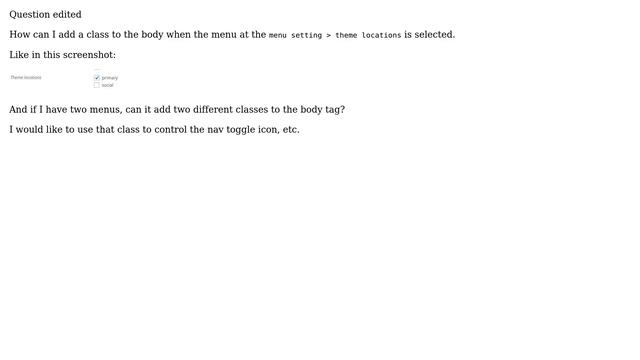 Wordpress: Add a class to the body tag when a menu is enabled смотреть онлайн