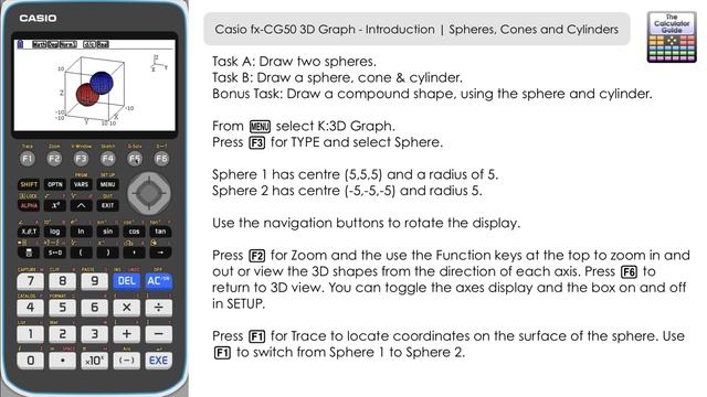 Casio fx-CG50 3D Graph Introduction | Spheres, Cones & Cylinders смотреть онлайн