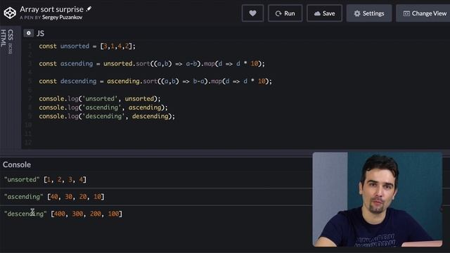 Важная особенность Array.sort, о которой нужно всегда помнить | Методы JavaScript смотреть онлайн