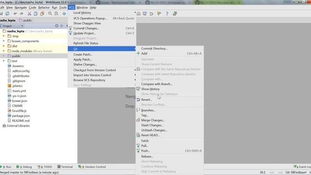 Working with git branches in WebStorm смотреть онлайн