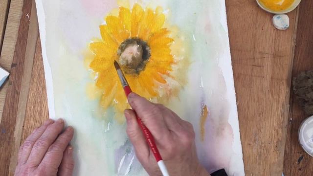 Sunflower for the Ukraine - easy watercolour tutorial смотреть онлайн