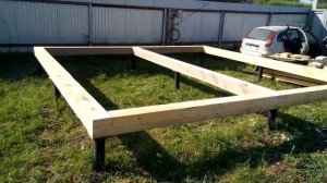 Строю дом  день 1. Обвязка свай брусом 200х200