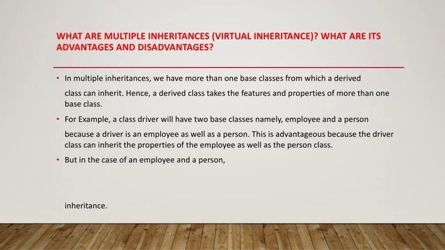 What are Multiple Inheritances? Advantages and disadvantages. смотреть онлайн