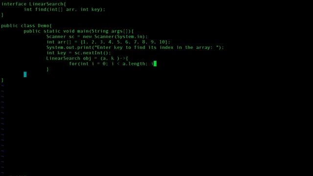 Lambda Expression to perform a Linear Search on an array | Interface | Java смотреть онлайн