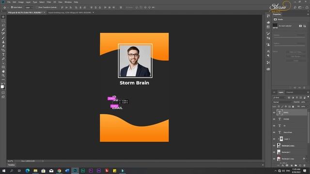 Black And Orange Employee Id Card Template in Adobe Photoshop CC 2018 | Storm Brain смотреть онлайн