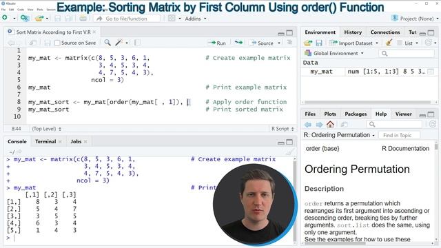 Sort Matrix According to First Column in R (Example) | Reorder Data by Variable | order() Function смотреть онлайн