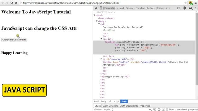 HOW TO CHANGE CSS ATTRIBUTE USING JAVASCRIPT DEMO смотреть онлайн