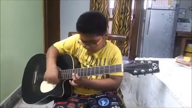 Aaron playing an acoustic guitar with just 3 strings! смотреть онлайн