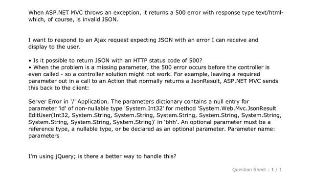 jQuery : How can I return 500 error in JSON format in ASP.NET MVC? смотреть онлайн