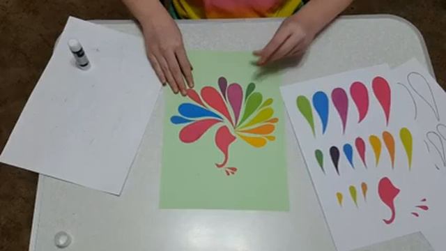 Жарптица 1 Аппликация из цветной бумаги с шаблоном для скачивания смотреть онлайн