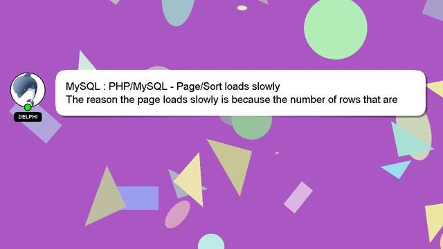 MySQL : PHP/MySQL - Page/Sort loads slowly смотреть онлайн