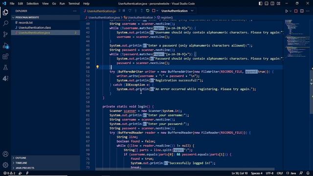 Java code implementation for the registration and login functionality with txt file as our database смотреть онлайн