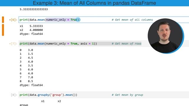 Calculate Mean in Python (5 Examples) | pandas DataFrame & NumPy library | Get Row Average by Group смотреть онлайн