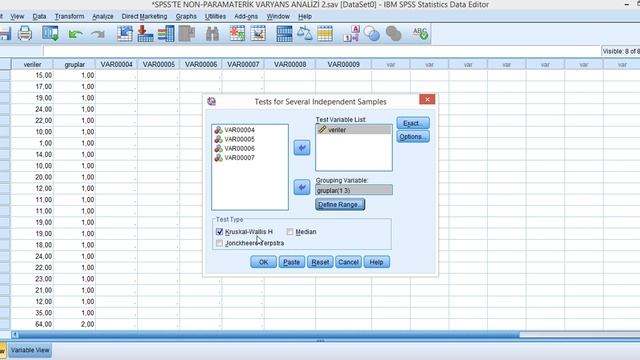 SPSS'te Non Parametrik Varyans Analizi 2 (Bağımsız 3 ya da Daha Fazla Grup + PostHoc) Kruskal Walli смотреть онлайн