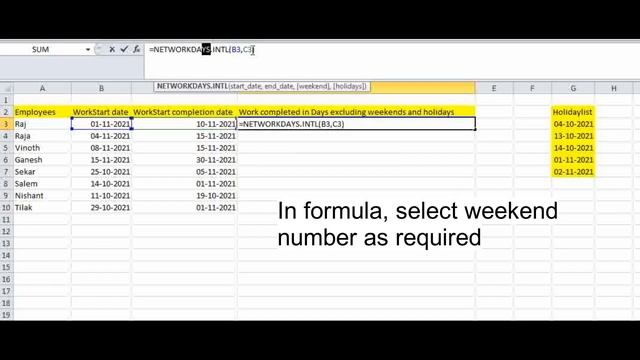 EXCEL-FUNCTION-NETWORK.INTL-Calculate difference between two dates-Excluding Weekend and Holidays смотреть онлайн