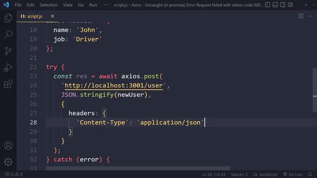 Axios - Uncaught (in promise) Error: Request failed with status code 500 (SOLVED) смотреть онлайн