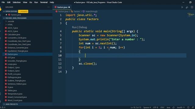 Program to calculate the factors of a number смотреть онлайн