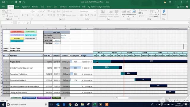 Excel Gantt Chart - Construction Programme смотреть онлайн