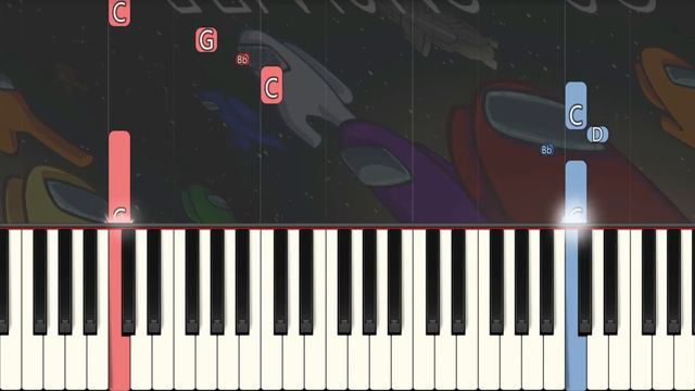 Among Us Drip Theme (SLOW) Both Hands Easy Piano Tutorial смотреть онлайн