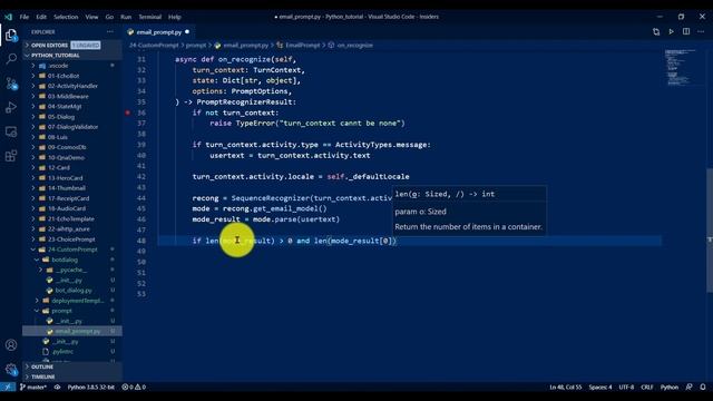 24 - Custom Prompt - Python - Bot builder смотреть онлайн