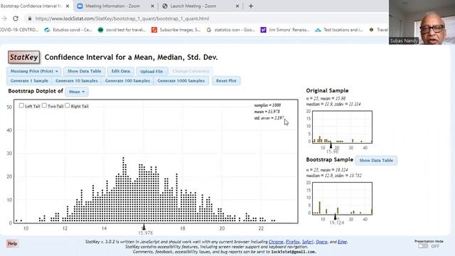 Bootstrap 95% confidence interval for the mean using Statkey and sample size of 1000 смотреть онлайн