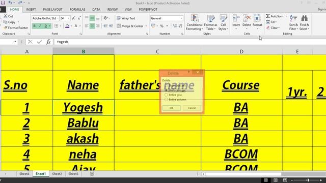 Mircosoft excel Tutorials -DELETE CELL ROW & COLUMN смотреть онлайн